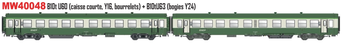 L.S. Models MW40048 - H0 - 2-tlg. Set Personenwagen USI 2. Kl., SNCF, Ep. V